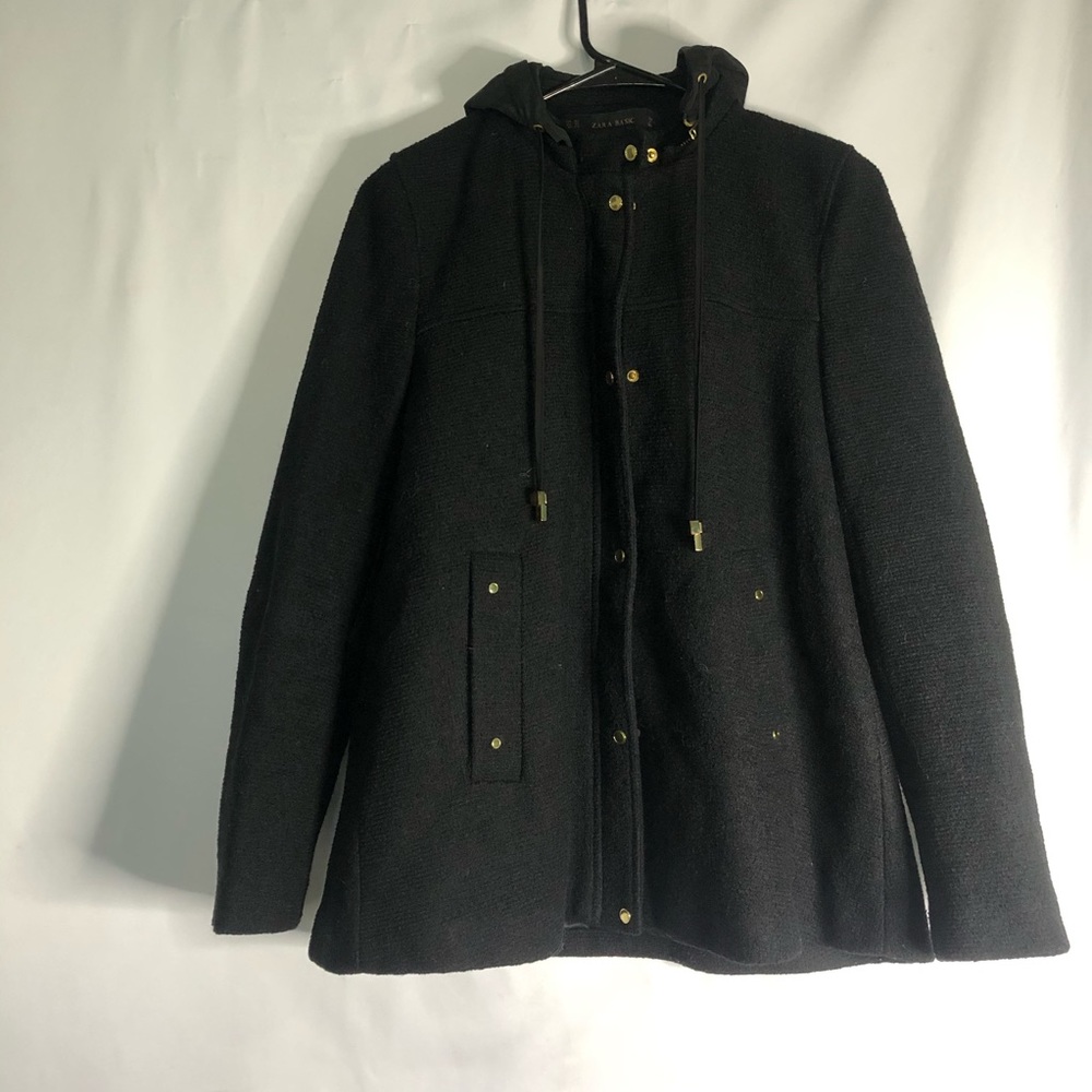 Zara Hooded Black Basic Jacket Xs - image 1
